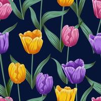 Floral seamless pattern with leaves. tulips tropical background vector