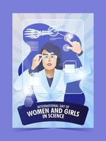 cartel del día internacional de la mujer y la niña en la ciencia vector