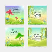 Hello Spring Social Media Posts vector