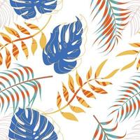 Tropical leaves, jungle leaves seamless floral pattern background vector