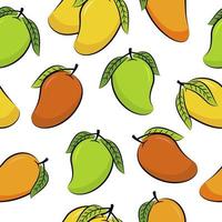 patrón sin costuras de fruta de mango vector
