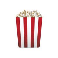 Popcorn in a red striped bucket box. vector illustration