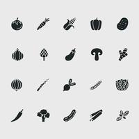 Vegetable icon set, Glyph style vector