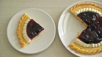 Delicious Blueberry Cheese Pie on white plate video