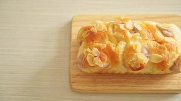 delicious taro toast bread on wood board video