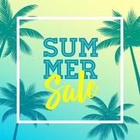 Banner de venta de verano con fondo de palmera vector