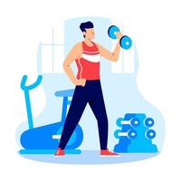 entrenamiento de hombre en el gimnasio para un estilo de vida saludable vector