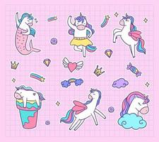 Set of Unicorn Element Stickers vector