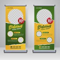 Food and Restaurant roll up banner design template vector