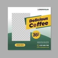 Coffee shop social media post template square banner vector