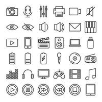 Multimedia Outline Icon Set vector