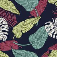 Tropical leaves, jungle leaves seamless floral pattern background vector