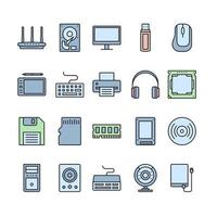 Computer Hardware Filled Outline Icon Set vector