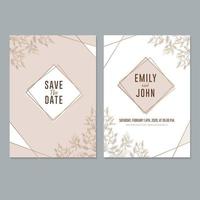 Wedding invitation template with beautiful leaves vector