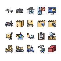 Logistic Filled outline icon set template vector