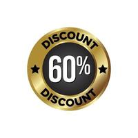 Discount Badge, on golden and black colour background vector