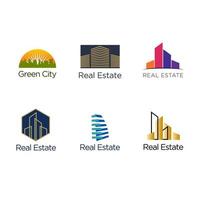 conjunto de plantilla de logotipo de empresa inmobiliaria vector