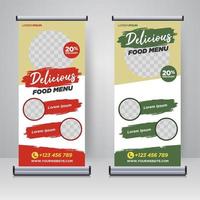 Food and Restaurant roll up banner design template vector