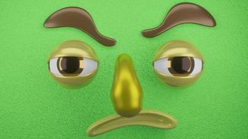 Animation von wütendem Ausdruck und grüner Wandfarbe. video