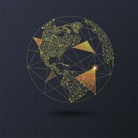 Ball planet earth digitally drawn in low poly triangle shape. vector