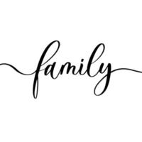 Family vector calligraphic inscription with smooth lines. Minimalistic hand lettering illustration.