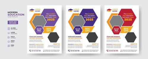 Creative and modern education admission flyer template vector