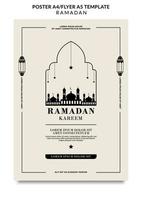 Ramadan Kareem Poster With Mosque And Lantern Free Vector