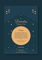 Ramadan Kareem Poster With Mosque And Lantern Free Vector