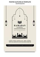 Ramadan Kareem Poster With Mosque And Lantern Free Vector