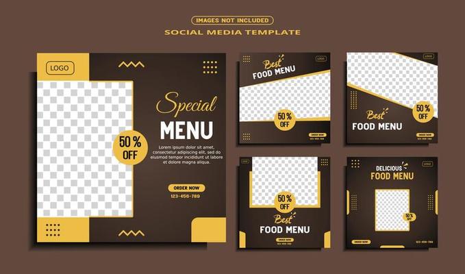 Social Media Banner Post Templates and feed posts, sales pitches, culinary promotions.