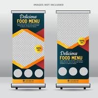 Food roll up business banner design template vector