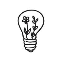 Floral in bulb hand drawn illustration in childlike style vector