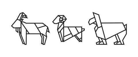 Goat illustrations in origami style vector