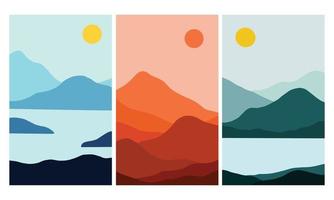 Set of landscape vector illustrations