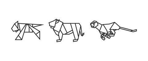 las ilustraciones de la bestia en estilo origami vector