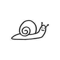Snail hand drawn illustration in childlike style vector