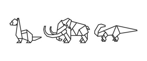 ilustraciones de dinosaurios en estilo origami vector