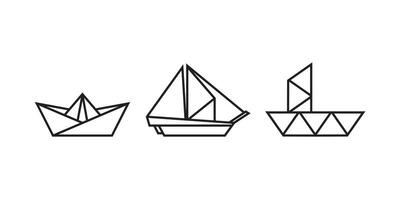 ilustraciones de barcos en estilo origami vector