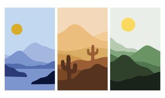 conjunto de ilustraciones vectoriales de paisaje vector