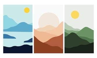 conjunto de ilustraciones vectoriales de paisaje vector