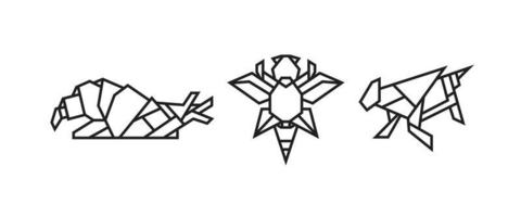 ilustraciones de insectos en estilo origami. vector