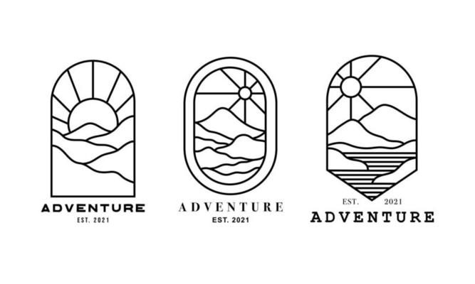 The badge set of various adventure-themed logotypes