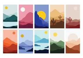 conjunto de ilustraciones vectoriales de paisaje vector