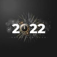 2022 banner with clock ornament and bokeh vector