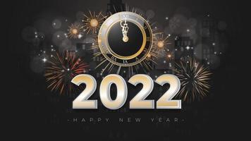 happy new year 2022 background with clock ornament vector