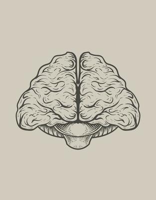 illustration antique brain with engraving style