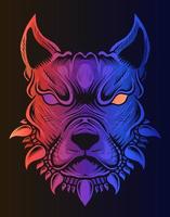 illustration dog head with neon color vector