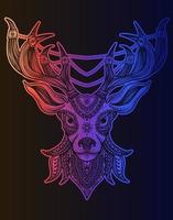 illustration deer mandala style with neon color vector