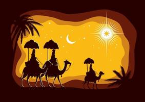 Journey to Bethlehem. Three wise man vector