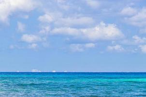 View on Cozumel island from Playa del Carmen beach Mexico. photo